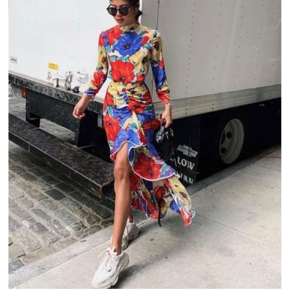 NWT RIXO Lucy - Diana Floral High Neck Backless Dress